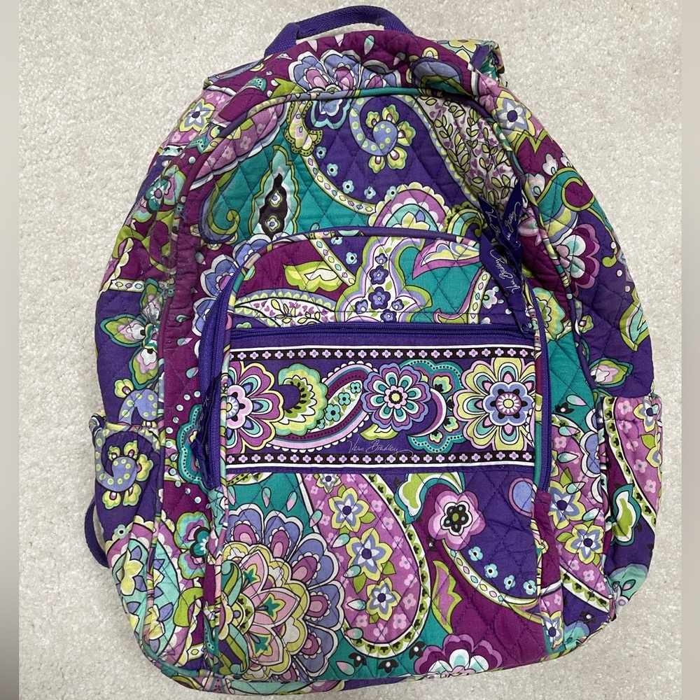Used Purple and Green Vera Bradley soft backpack